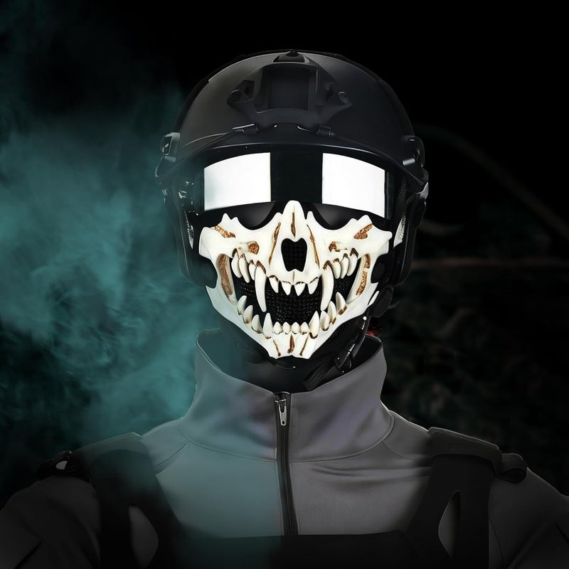 Guayma Airsoft Half Face Skull Masks Tactical Face Protection Mesh Mask for Halloween Cosplay Paintball CS Games - Image 2